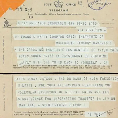 Wellcome Library Telegram announcing Nobel prize