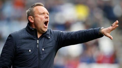 André Breitenreiter the Head Coach of Huddersfield Town during the Sky Bet Championship match between Huddersfield Town and Birmingham City at John Smith's Stadium on April 27, 2024 in Huddersfield, England.