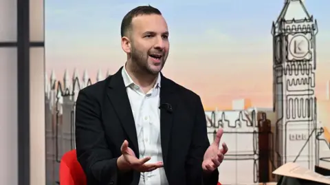 Zack Polanski speaking on the set of the Sunday with Laura Kuenssberg programme