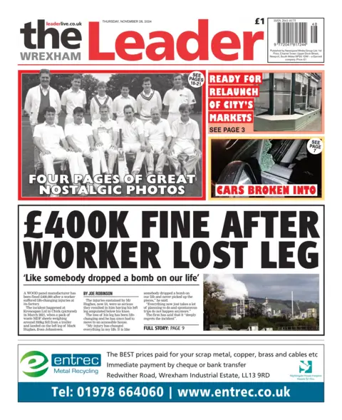 Wrexham Leader Front page of the Wrexham Leader