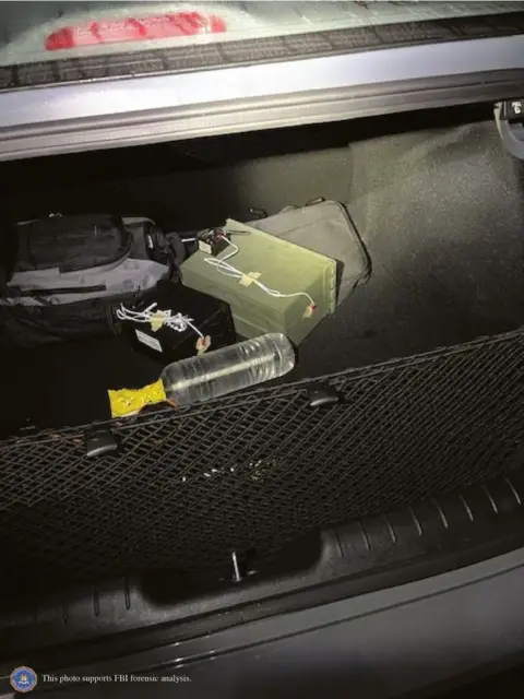 FBI Cables and Boxes in Car Trunk