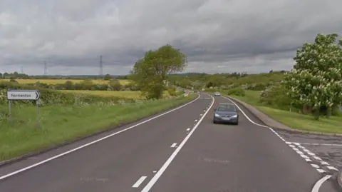 Google The A606 Melton Road near Normanton-on-the-Wolds