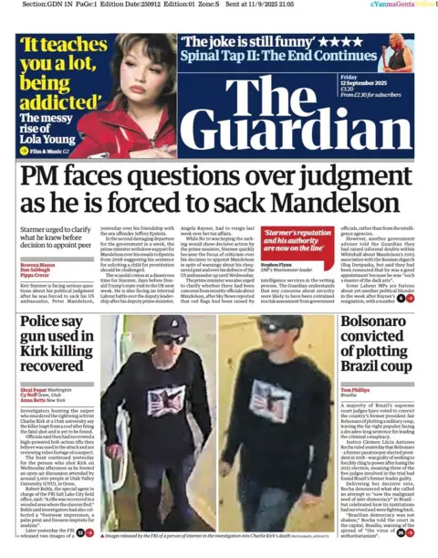  “PM faces questions over judgement as his is forced to sack Mandelson”.