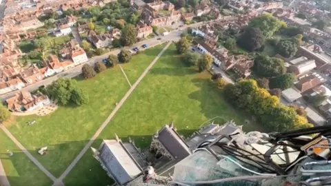 view from the spire of Salisbury Cathedral