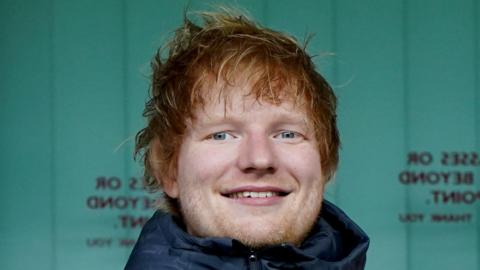 Singer Ed Sheeran during an Ipswich Town football match 