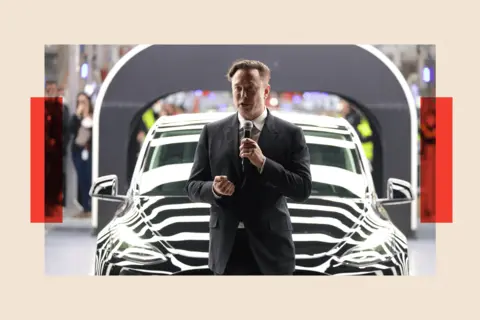 Getty Images Tesla CEO Elon Musk speaks during the official opening of the a Tesla electric car manufacturing plant 