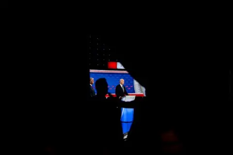 Andrew Harnik/Getty Images US President Joe Biden on the debate stage