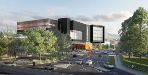 Exhibition Boards Artist's impression of refitted Ikea building