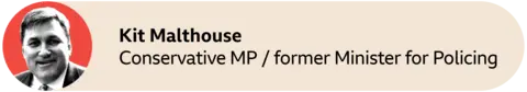 A red circle with a picture of Kit Malthouse, Conservative MP for North West Hampshire and former Minister for Policing