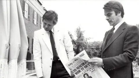 Rex Features Peter Jay with the then Foreign Secretary David Owen