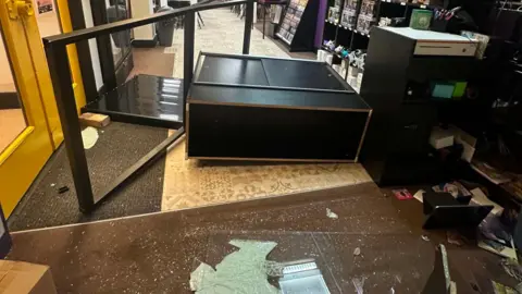 Supplied Damage inside a shop.