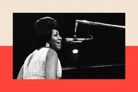 Getty Images Aretha Franklin performing on a piano during the 'Soul Together' Concert at Madison Square Garden, New York