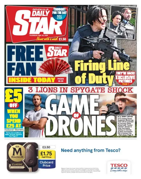 "Game of drones" reads the headline on the front page of the Daily Star.