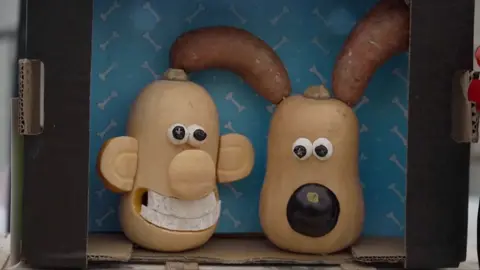 Wallace and Gromit likeness in the shape of vegetables
