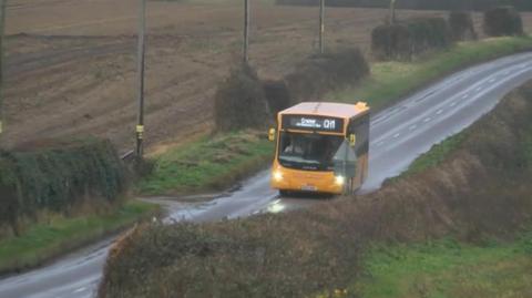 Bus on rural road