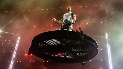 Drake on a crane platform