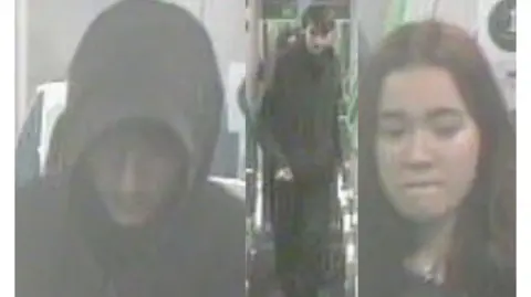 A CCTV picture of two men and a woman