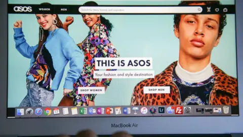 Getty Images Asos home screen on a person's laptop