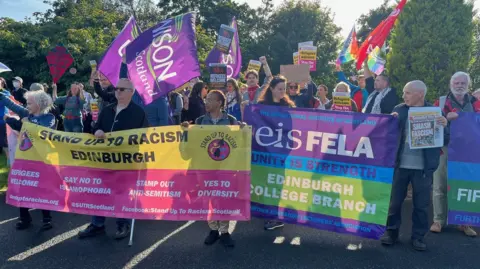 bbc Stand Up to Racism demo in Bathgate