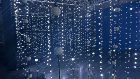 Hanging lights in the Eastgate Shopping Centre