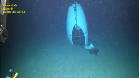 US Coast Guard An image of the Titan's tail cone on the sea floor