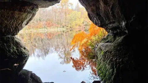 Lucy Pitts A picture from inside the rocks looking out into the lake 