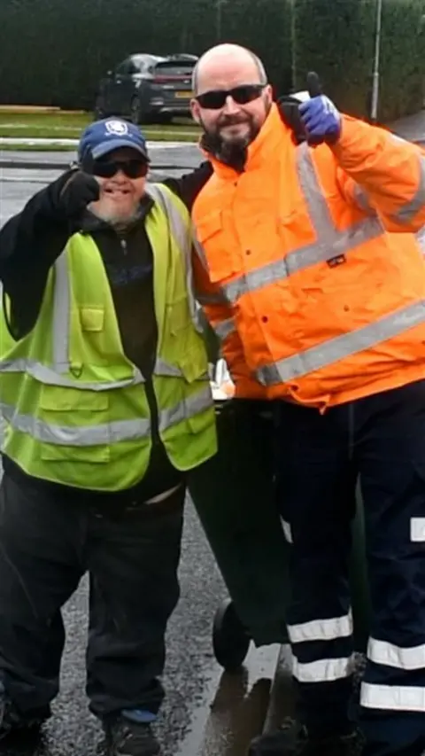 Randal pictured with a bin worker in Ingleby Barwick
