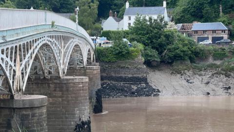 Old bridge over the River Wye in Chepstow