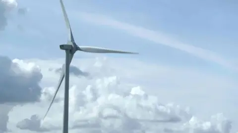 A wind farm propellor