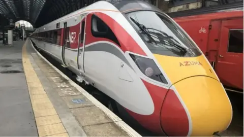 LNER Azuma train at a station.