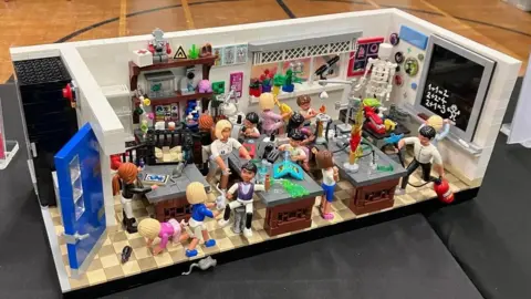 Bricktoria A busy school scene made from Lego