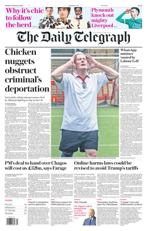 Daily Telegraph's front page