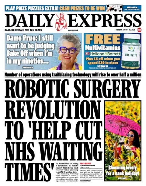 Title on the front page is read every day: "Revieward Robice for 'to help cut nhs wait for time'",