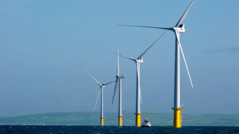 Rampion Extension Development Four offshore windfarm turbines. 