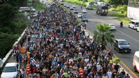 Getty Images Migrants on their way to the United States