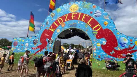 A large blue sign showing the entrance to the kidz field.