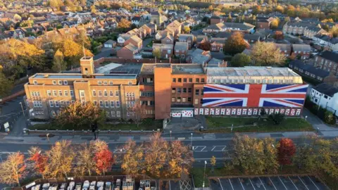 Sean Morgan An aerial drone image of the former North East Derbyshire District Council building in Saltergate, Chesterfield