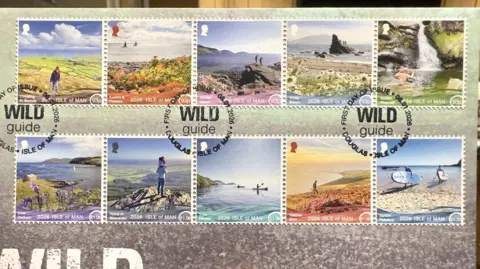 Andy North Ten stamps displayed on the front cover of the stamp booklet. Each one is a picture of a different landscape from around the island.