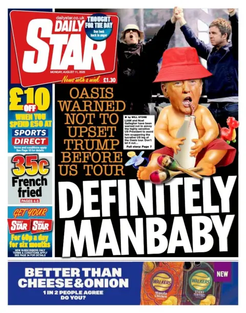 The headline on the front page of the Daily Star reads: "Definitely manbaby".