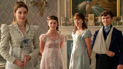 Liam Daniel/Netflix Hannah Dodd, Florence Hunt, Claudia Jessie, Will Tilston in Bridgerton