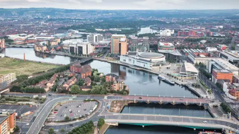 Getty Images Aerial view of part of Belfast