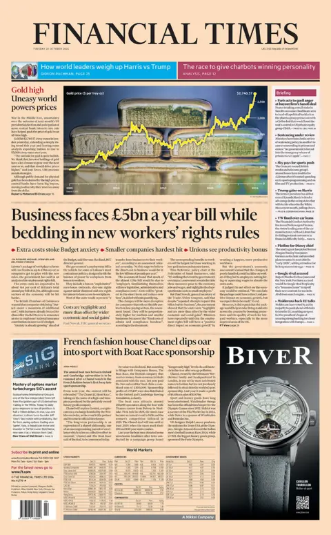 The headline in the Financial Times reads: 