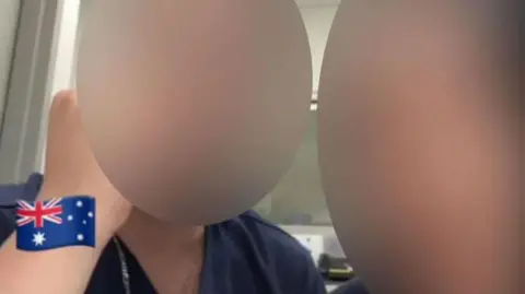 TikTok A screen shot of the two health workers involved in the video 