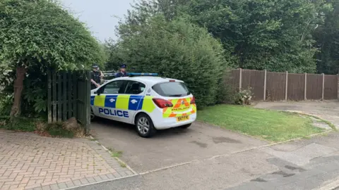 Police car parked at Franklin Park's Bramble Way entrance