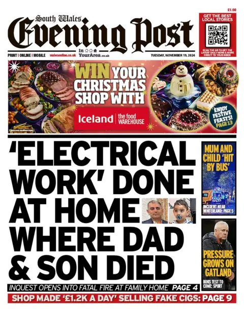 South Wales Evening Post Front page of the South Wales Evening Post 