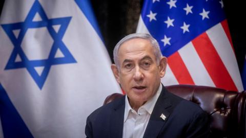 Israeli Prime Minister Benjamin Netanyahu speaks during a meeting with U.S. President Joe Biden in Tel Aviv, Israel, 18 October 2023