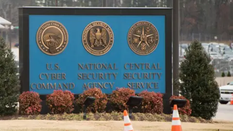 AFP via Getty Images A sign for the National Security Agency (NSA), US Cyber Command and Central Security Service, is seen near the visitor's entrance to the headquarters of the National Security Agency (NSA) in Fort Meade, Maryland,.