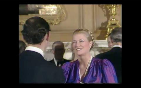 Princess Grace of Monaco speaks to Prince Charles