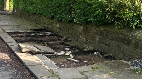 York Stone Paving lifted in Roundhay
