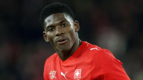 Breel Embolo in action for Switzerland
